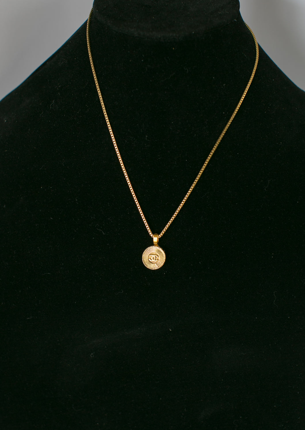CC Charm Pendant and Gold Tone Chain